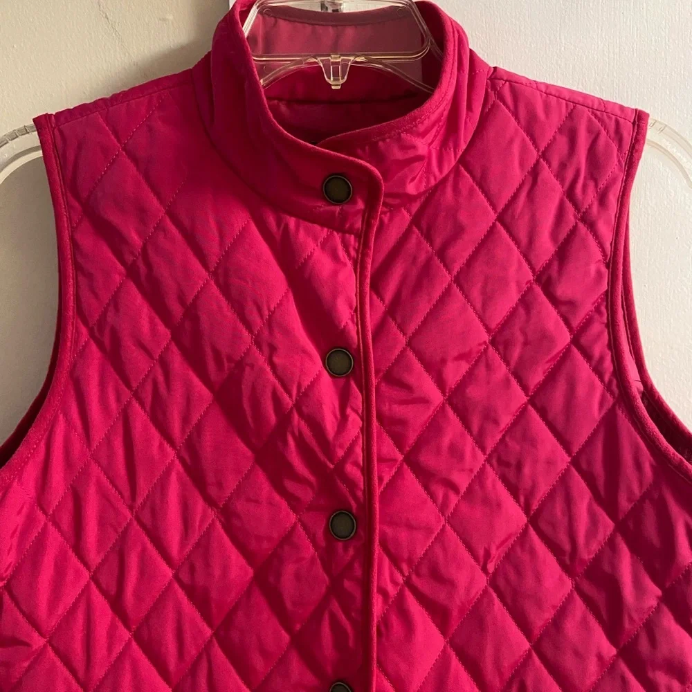 Talbots Petites Hot Pink Quilted Shell Vest Medium petite